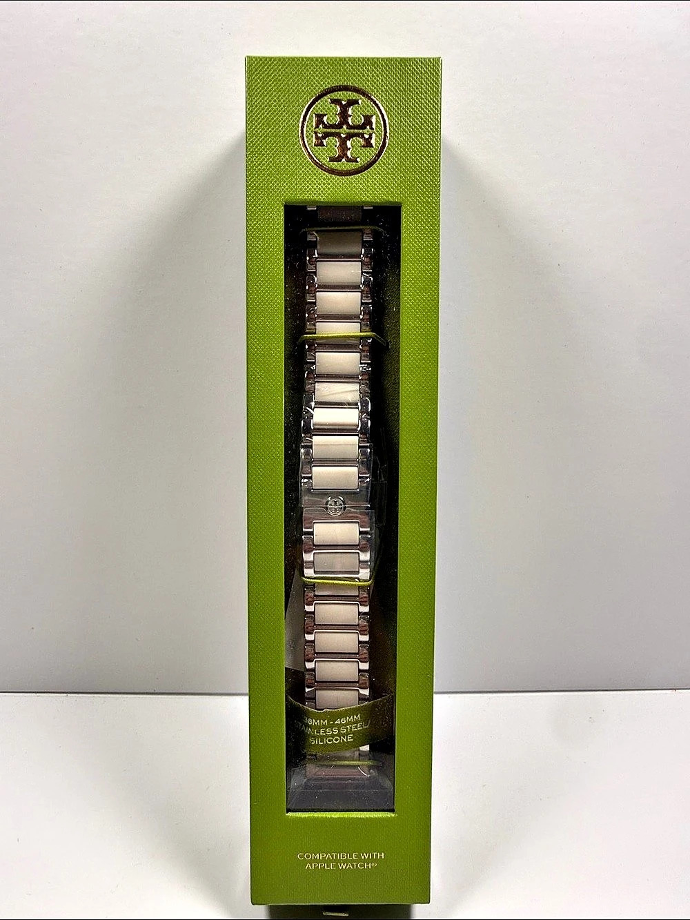 NWT-Tory Burch Kira TBS0133E Ivory Silicone Apple Watch Band 38mm-46mm